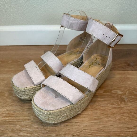 Lulus Suede Powder Blush Espadrille Sandals - Picture 3 of 12